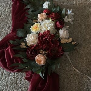Burgundy Wedding Arch Flowers Swag with Drape Kit (Pack of 3)